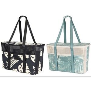 Aloha Collection NWT CleverMade Collapsible Beach Totes Costco Set of 2 Hawaii